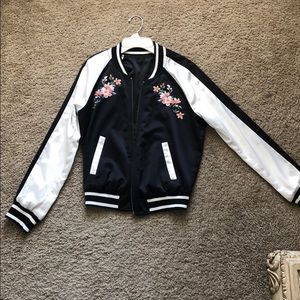 A reversible bomber jacket
